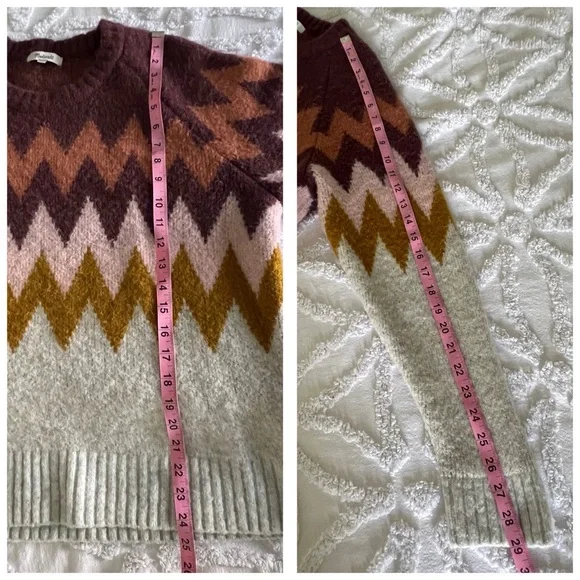 Madewell Womens Fair Isle Sweater Chevron Wool Alpaca Stretch Knit Size Medium - Picture 10 of 10